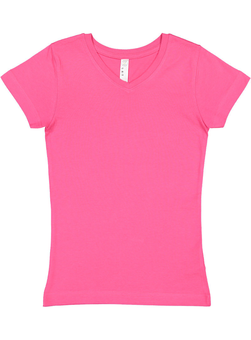 GIRLS VNECK FINE JERSEY TEE LATApparel