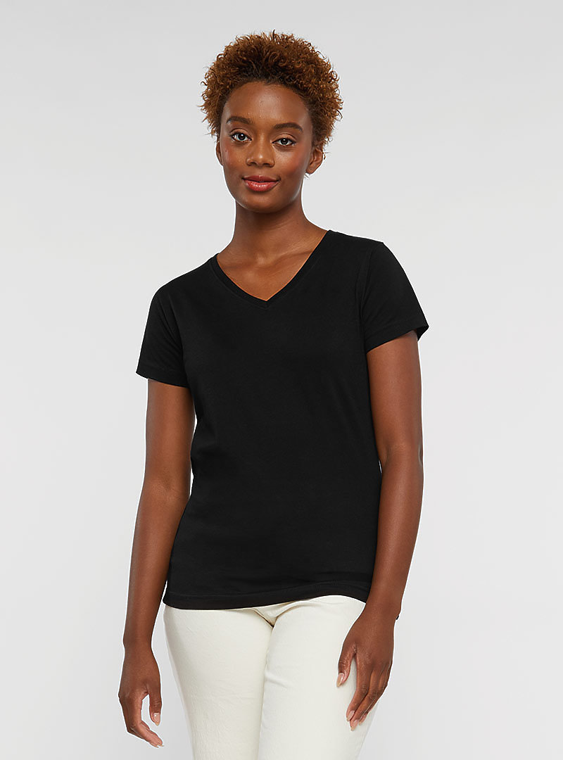 LADIES V-NECK FINE JERSEY TEE | LAT-Apparel