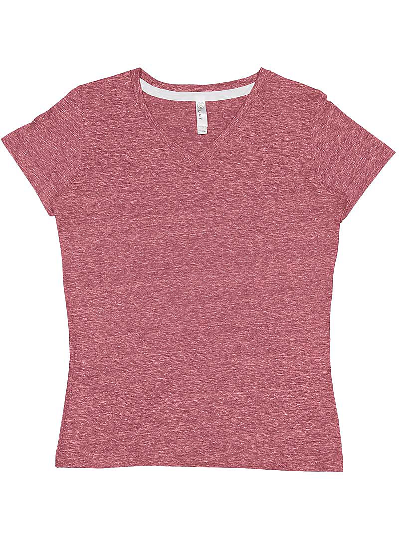 LADIES V-NECK MELANGE TEE | LAT-Apparel