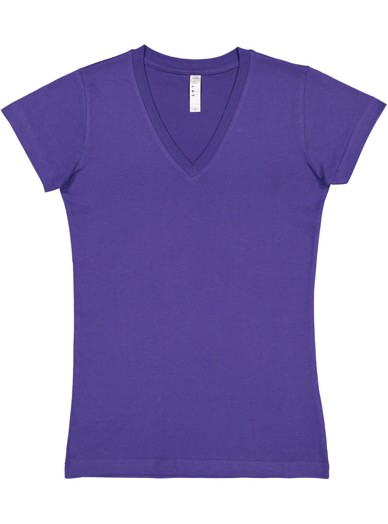 LAT Ladies' Curvy V-Neck Tee - Plus Size Soft Jersey Shirt Up To 4X