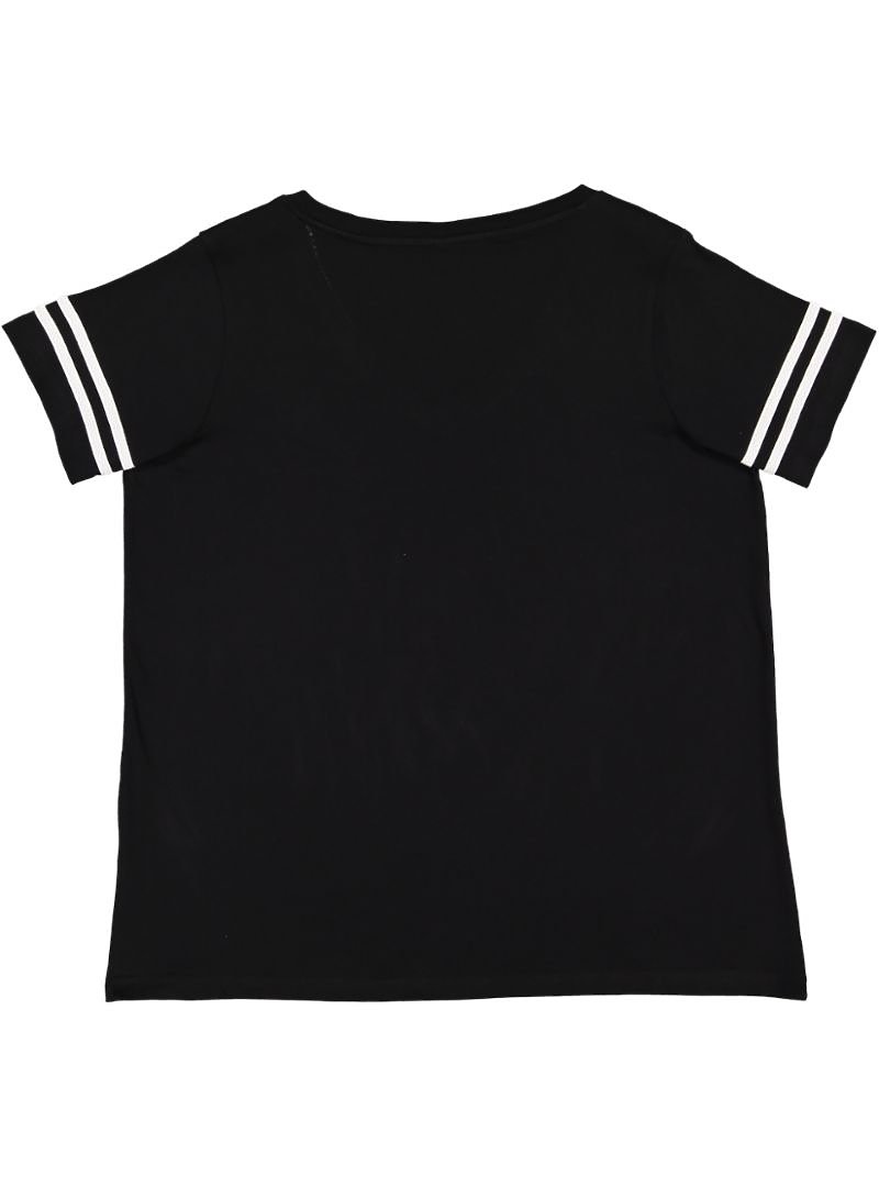 LADIES CURVY FOOTBALL TEE Black/White Back