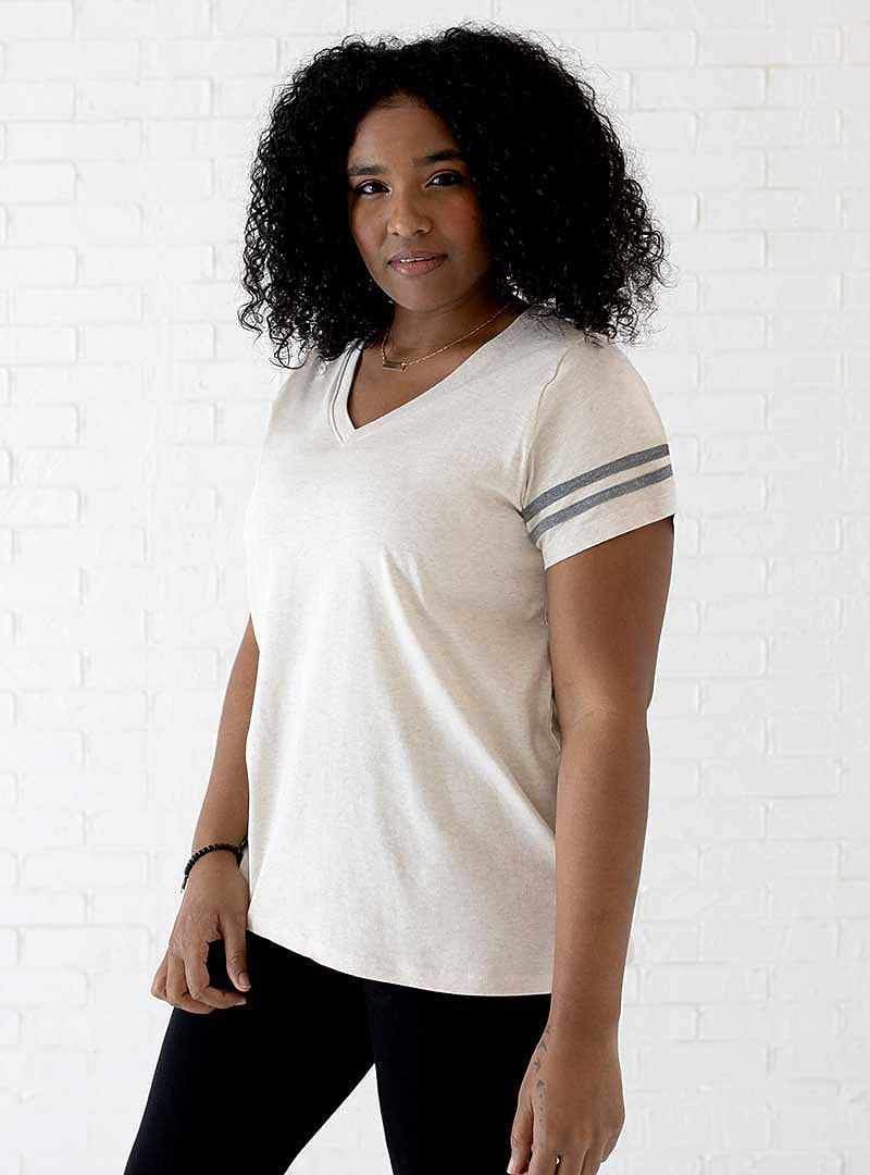 LADIES CURVY FOOTBALL TEE | LAT-Apparel