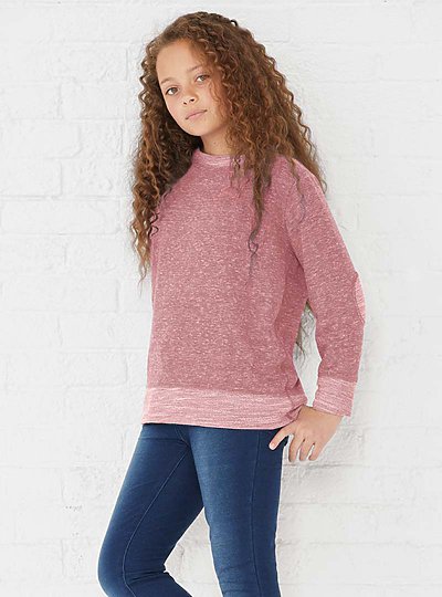 LAT Adult Unisex Harborside Mélange French Terry Crew Neck w/Elbow Patches