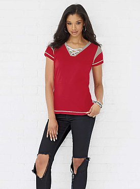 LADIES GAMEDAY LACE-UP TEE