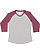 LADIES BASEBALL TEE Vintage Hthr/Vintage Burgundy 