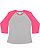 LADIES BASEBALL TEE Vn Heather/Vn Hot Pink 