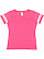 LADIES V-NECK FOOTBALL TEE Vintage Hot Pink/Blended White 