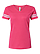 Womens V-Neck Football T-Shirt Vintage Hot Pink/Blended White Ghosted Front View