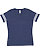 LADIES V-NECK FOOTBALL TEE VN True Navy/Blended White 