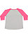 LADIES CURVY BASEBALL TEE Vn Heather/Vn Hot Pink Back